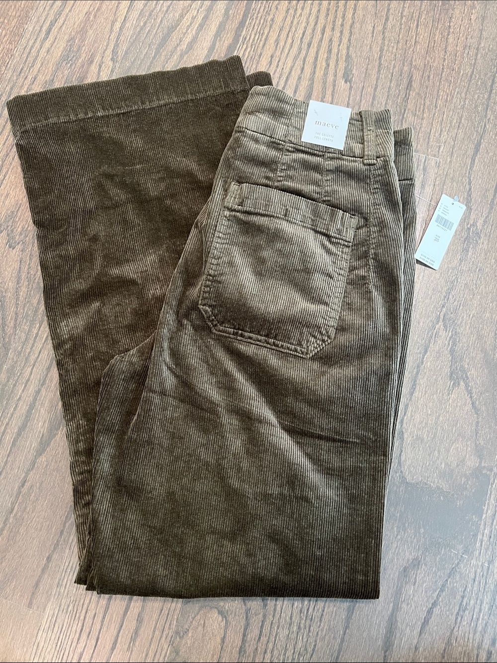 Anthropologie Maeve The Colette Full Length Corduroy Green Pants NWT 28 - Picture 4 of 10